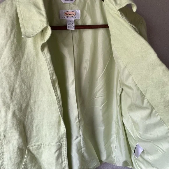 Talbots Petites Vintage Irish Linen Open Blazer Jacket 16P Minimal Office Career - Picture 6 of 8